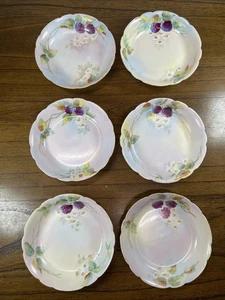 Set Of 6 Jean Pouyat 1906 Haviland Limoges Blackberry Coupe Bowl Scalloped 5” - Picture 1 of 10