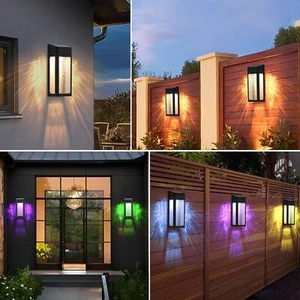 Solar Outdoor Lights Auto On/Off Waterproof Solar Wall Lights Changing 4 Pack - Picture 1 of 8