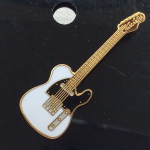 Pin's Folies❤️French Vintage Enamel Tablo Music pin GUITAR # 347 Electric White