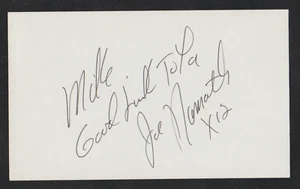 JOE NAMATH Signed 3 x 5 Index Card Autograph AUTO PSA/DNA Authentication TO MIKE - Picture 1 of 2