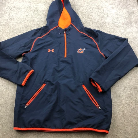 Auburn Tigers Pullover Mens Medium Blue Orange Hooded Embroidered Logo War Eagle Cover