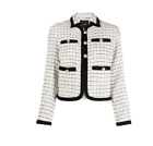 New Maje Vitalo Tailored Tweed Jacket In Ecru/Black Size 36 #Sj125