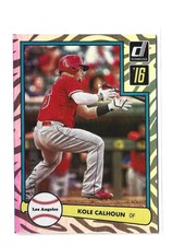 2016 Donruss '82 zebra stripe Holometric Angels Baseball Card #36 Kole Calhoun