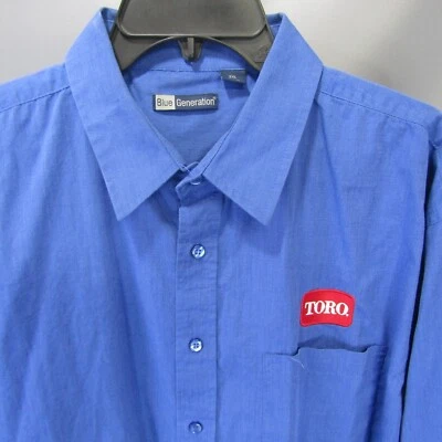Toro Lawn Mower Brand Button Front Shirt Men's Size 2XL Blue XXL - Image 1 of 4
