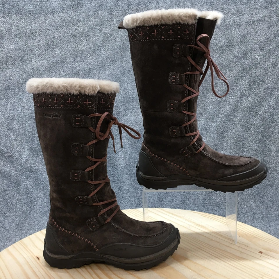 Botas CAT Caterpillar para mujer 6 altas con cordones invierno sin usar, en caja, puntera marrón gamuza Foto 1 de 4