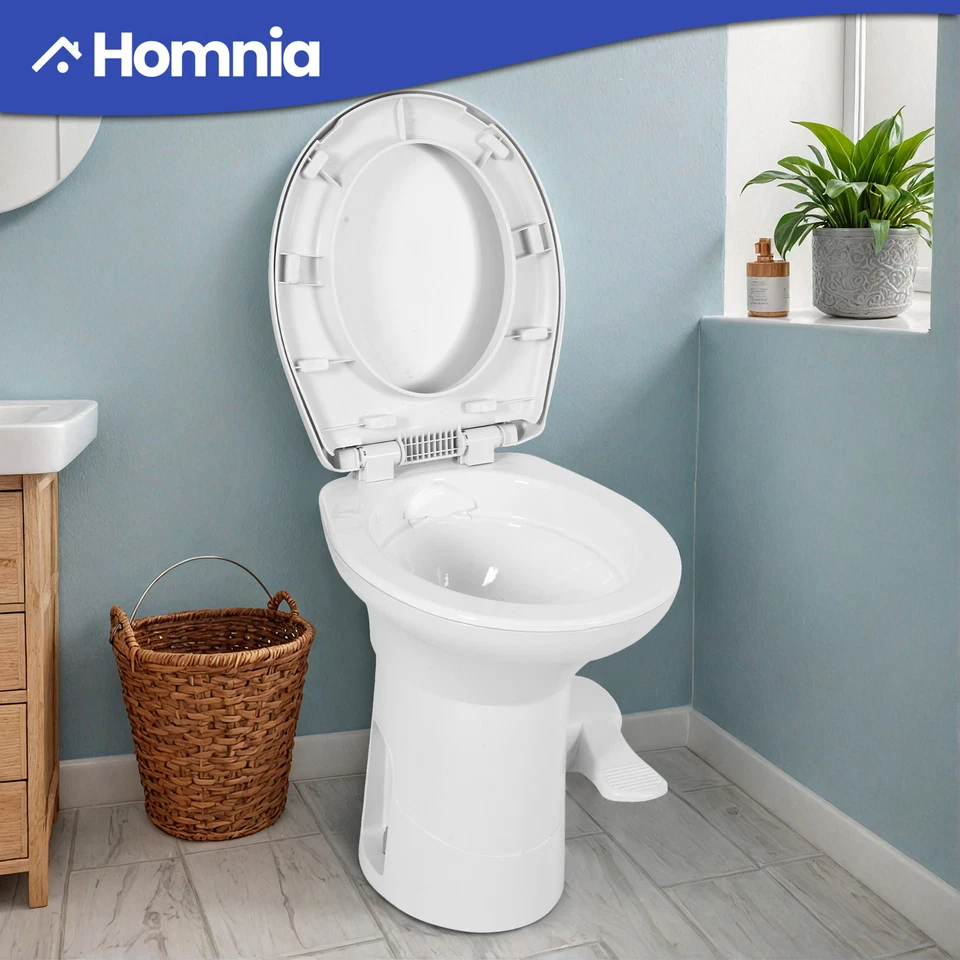 HOMNIA RV Portable Toilet Gravity Pedal Flush Enamel Bowl High Profile Travel Indoor