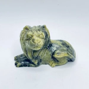 Vintage Chinese Hand Carved Green Stone Lion 7.5x5x4.5 CM Rare - Picture 1 of 17