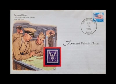 1990 AMERICAS PATRIOTIC HEROES RICHMOND TURNER FDC 3 CENT STAMP - Image 1 of 3