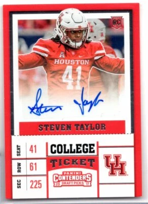 Steven Taylor Houston RC Auto 2017 Panini Contenders Draft Picks 249 042821ATCD4 - Image 1 of 2