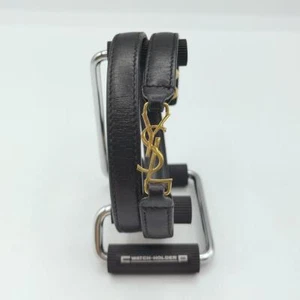 SAINT LAURENT Leather Bracelet Bangle Jewelry Black L40cm No Box Used - Picture 1 of 9