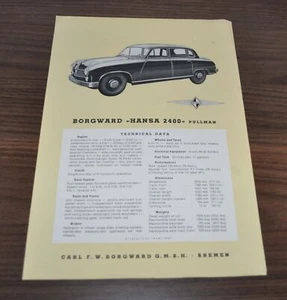 Folleto Borgward Hansa 2400 1954 tirador folleto - Imagen 1 de 2