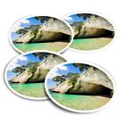 4x okrągłe naklejki 10 cm - Plaża Nowej Zelandii #3213
