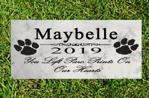Personalized Dog or Cat Memorial Stone CUSTOM Garden Grave Marker Paw Prints