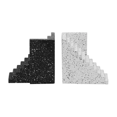 Pemberly Row Transitional Speckled Black and White Stairway Bookends - Image 1 of 4