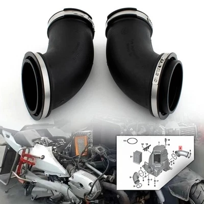 L & R Air Manifold Boot Intake Duct Pipe For BMW R1200RT 2005-2009 Rubber Black - Imagem 1 de 4