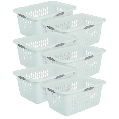 Sterilite Laundry Basket, 2 Bushel Plastic Hamper with Handles, Mint, 6 Pack - Image 1 of 4