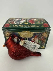 Alte Welt Weihnachten Nord Kardinal Vogel Ornament mundgeblasen Glas glitzernd in Box - Bild 1 von 16