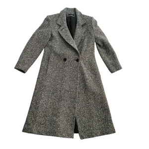 Abrigo Vintage Jill Jr Mezcla Lana Espiga Negro Blanco Tweed Doble Pecho - Imagen 1 de 6