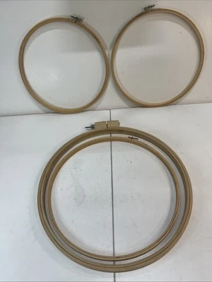 Wooden Embroidery Hoop Needlepoint Quilt Sewing 2-10", 12", & 14". Lot of 4 - Image 1 of 3