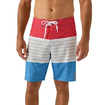 Rusty Red White & Blue Striped Board Shorts - Size 31 - Image 1 of 4