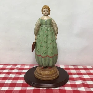 Volkskunst vorne geschnitzte viktorianische Frau in Holzoptik Figur 11,5 Zoll - Bild 1 von 5