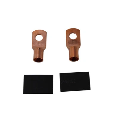 Pair of 5/16 Inch Crimped Style Copper Ringterminal Lugs w/ 0 Gauge Heat Shrink - Image 1 of 2