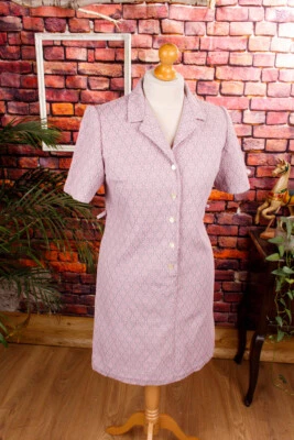 Vintage Original 60er 70er Robe Extensible Rose Gris Motif Rockabella Disco 42 - Photo 1/4