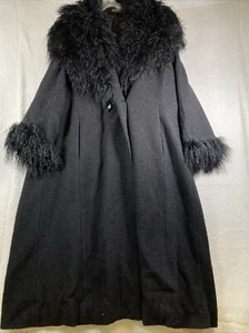Montanaco schwarzer Butte Montana Pelzausschnitt und Bündchen Trenchcoat, Größe XL - Bild 1 von 8