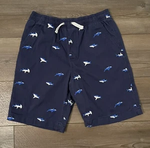 Hanna Andersson Boys Size 12 Blue Pull On Shorts Embroidered Sharks - Picture 1 of 6