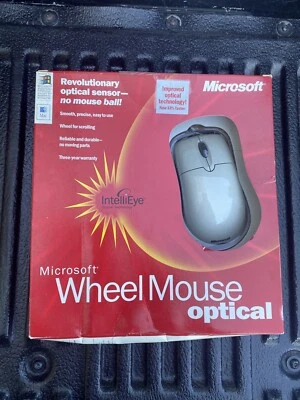 New in Box Microsoft Wheel Mouse Optical IntelliEye USB PS/2 PC Win Mac Vintage - Image 1 of 4