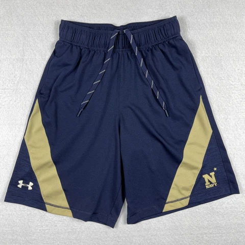 Navy Midshipmen Shorts Mens Medium Loose Blue Military NCAA Under Armour Cover