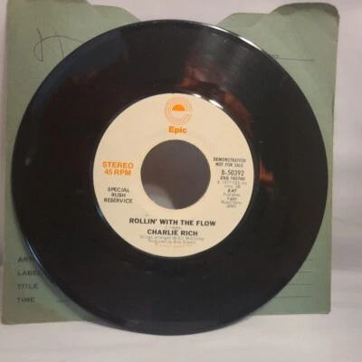 Charlie Rich ~ Rollin' With The Flow / Same ~ Epic Promo 45 RPM Record - Image 1 of 4
