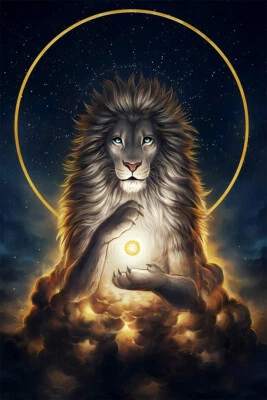 Потрясающий абстрактный лев большой белый кот животное печати стены искусства дома - плакат 20 x 30 - Изображение 1 из 3