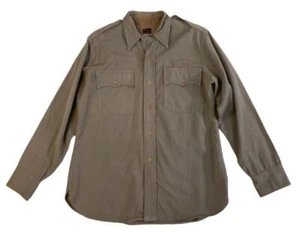 VTG 40s WW2 USA OFFICERS JACKSON RAYMOND RANGOON GABARDINE VIRGIN WOOL SHIRT S38 - Picture 1 of 12