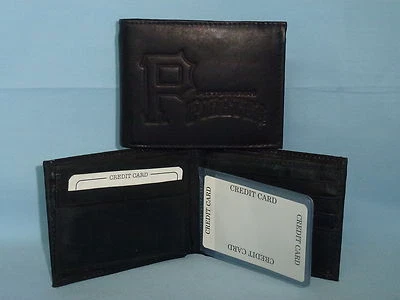 PITTSBURGH PIRATES    Leather BiFold Wallet    NEW    black 4 z ins - Image 1 of 4