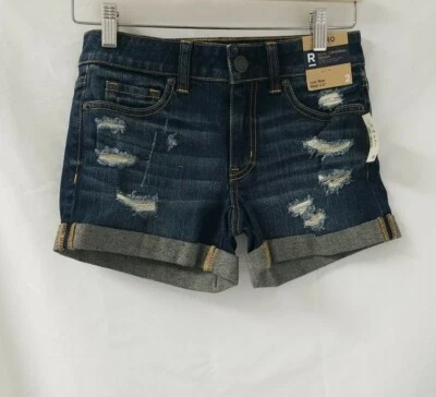 AERO Denim Jean Shorts Dark Wash Women Sz 2 Low Rise Midi 3.5" Inseam SLIM FIT - Image 1 of 4