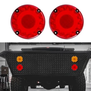 Round LED Tail Turn Signal Light Red Cover 12-24V Fit For Trucks Vans Trailers - Picture 1 of 6