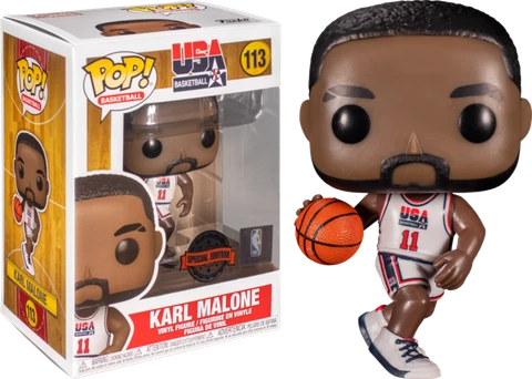 NBA Team USA Karl Malone Basketball White Jersey #113 Pop Vinyl Action Figure Cover
