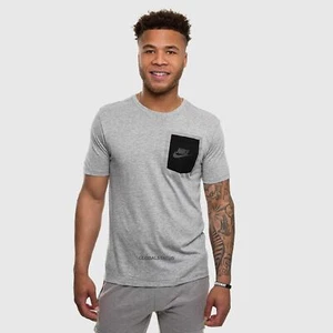 NIKE BONDED BOX REFLECTIVE POCKET GREY BLACK RETRO SHIRT SZ SMALL ( 779846-063 ) - Picture 1 of 9