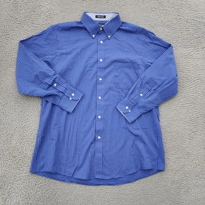 Chaps Shirt Mens 16-16.5 32/33 Blue Gingham Check Classic Fit Twill - Image 1 of 4