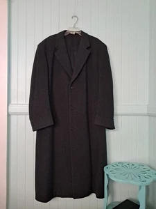 JOS A BANK Vintage Gray Herringbone Tweed Wool Trench Coat Men's Sz 44XL - Picture 1 of 11