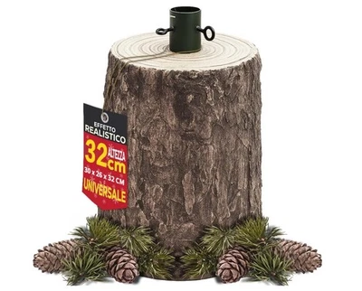 Base Supporto Albero Natale Effetto Tronco Realistico Resina Natalizio Marrone - Immagine 1 di 4