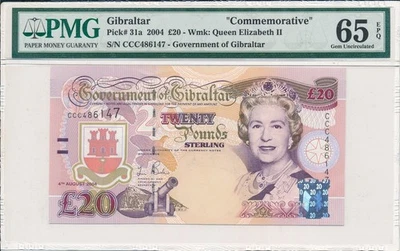 Government of Gibraltar Gibraltar  20 Pounds 2004 Commemorative PMG  65EPQ - Image 1 of 3