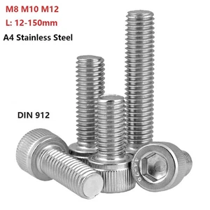 M8 M10 M12 Screws Allen Bolts Hex Socket Head Cap 316 Stainless Steel A4 DIN912 - Picture 1 of 8