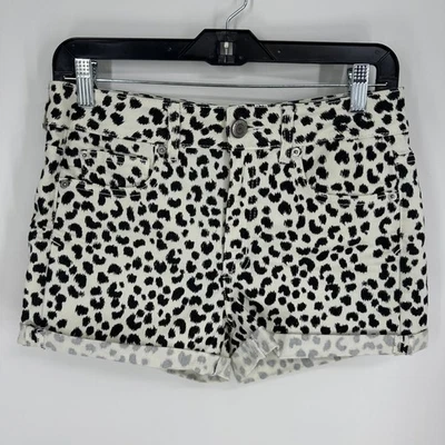 Pantalones Cortos Denim American Eagle Estampado Guepardo Puños Talla 8 Leopardo Animal Negro Foto 1 de 4