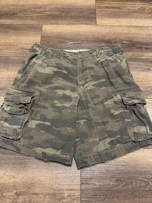 Pantalones Cortos Carga Sueltos Camuflaje Gloria Desteñido Y2K Verde Para Hombre Talla 40 x 10" Entrepierna Foto 1 de 4