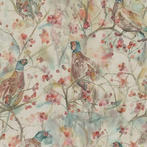 Voyage Blackberry Row Linen Fabric Pheasant Print Country Furnishing Per Metre - Picture 1 of 4