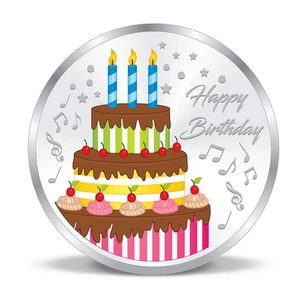 Moneda de plata pura BIS colorida con sello feliz cumpleaños 999 50 gm P145 - Imagen 1 de 3