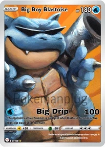 Big Boy Blastoise Non Holo Pokemon Card VMAX EX GX ACG V Star custom - Picture 1 of 4