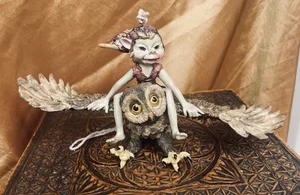 Fiesta Studio Ltd Pixie Riding A Flying Owl Hanging Ornament BNiB - Picture 1 of 13